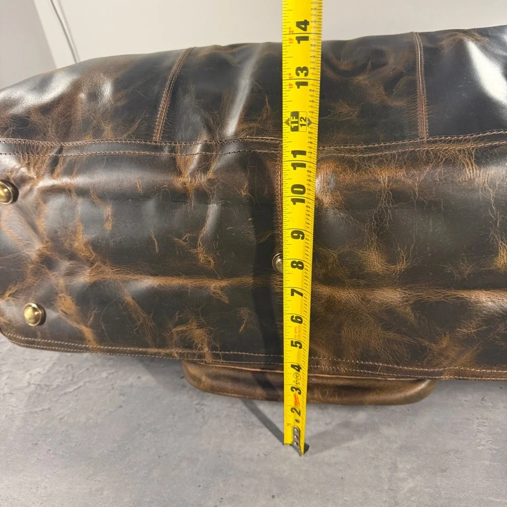 The Leather Farm Duffel Bag Mens Large Brown Leather Weekender Travel Luggage
